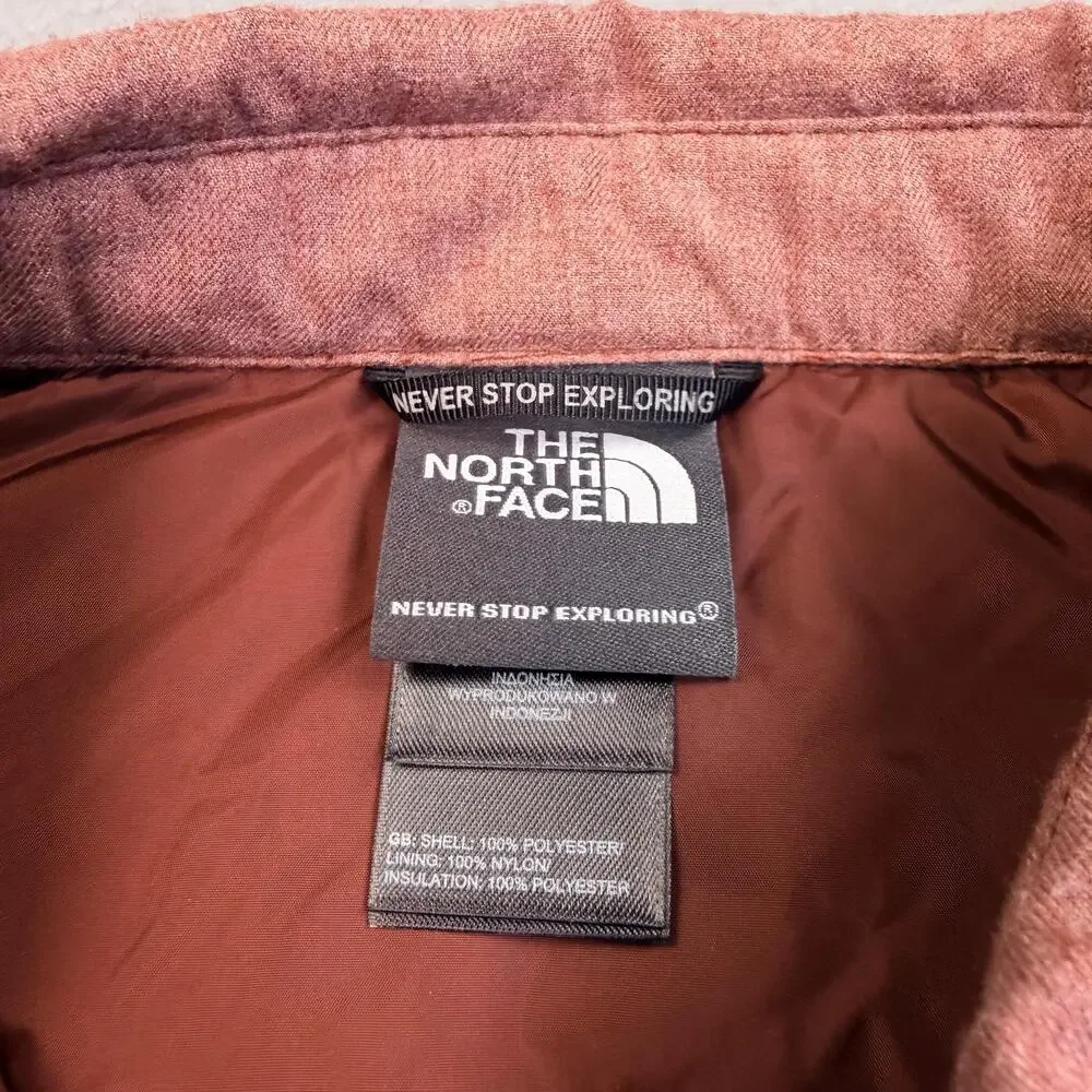 The North Face Jacket Mens Medium Red Insulated Flannel Shacket Button Up